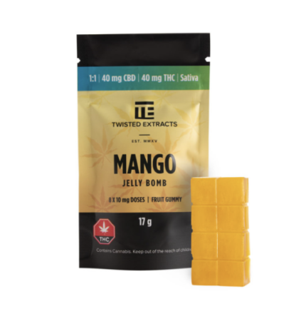 Twisted Extracts - Mango 1:1 Jelly Bomb (40mg THC + 40mg CBD)