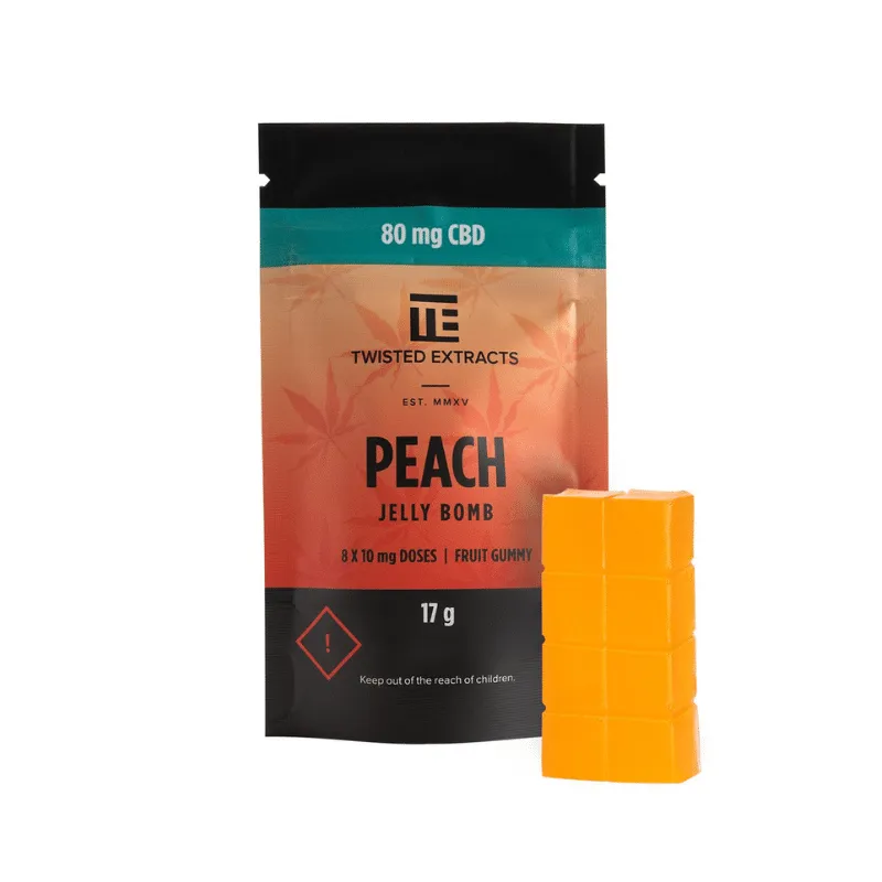 faded-peach-cbd.png Twisted Extracts - Peach Jelly Bomb 80mg CBD