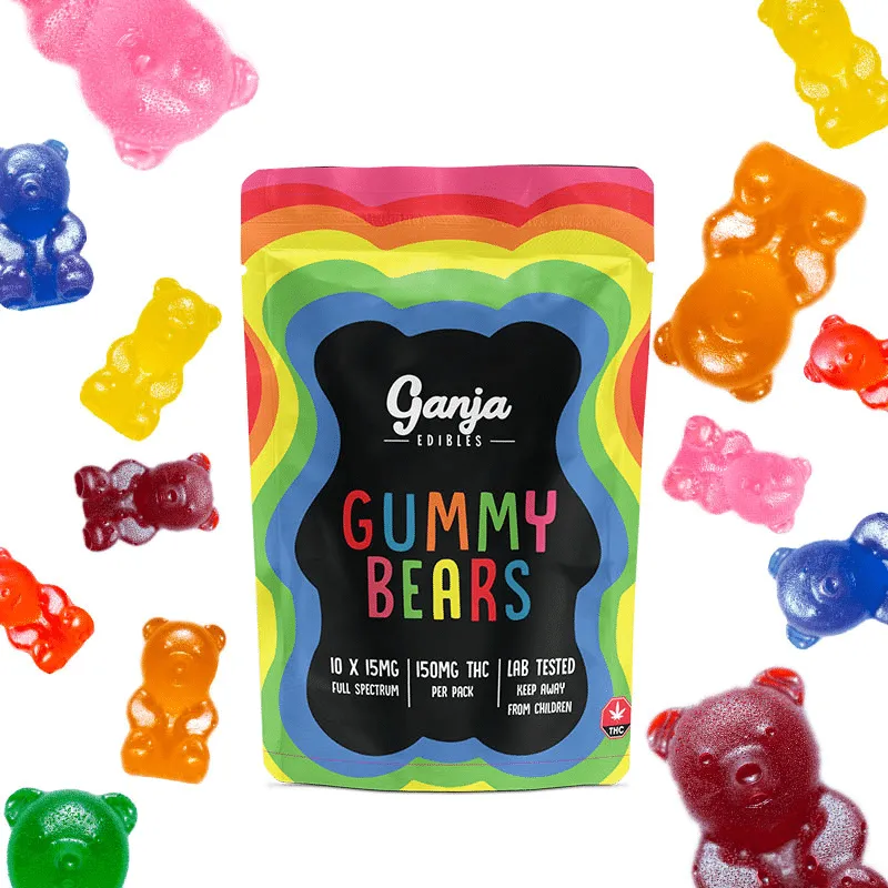 Assorted Ganja Bears Sour or Regular – 10 x 15mg THC (Lab Tested 150mg)